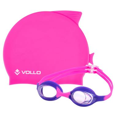Imagem de Kit de Nataçao Infantil Óculos Giant Dolphin e Touca de Silicone Vollo