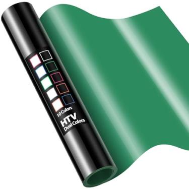 Imagem de TransWonder Vinil de transferência de calor Duoflex de duas cores, preto com borda verde em vinil 3 x 1,5 m. - Vinil HTV para camisetas Cricut