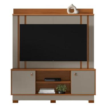 Imagem de Estante Home Fremont para TV até 65 Polegadas, 160cm, Madeira e Cinza, com Painel e Portas (Cinamomo Mel/Grigio Fosco)