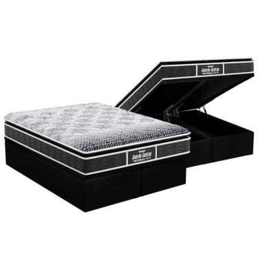 Imagem de Cama Box Baú Queen: Colchão Anatômico Probel D28 / Ep Plus Pillow Top + Base Black(158X198)