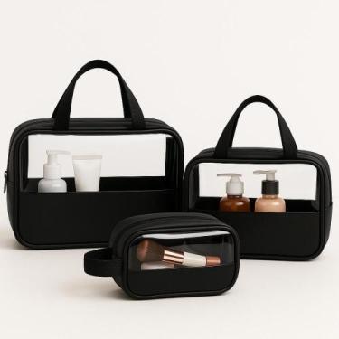 Imagem de Kit Necessaires de Viagem Femininas  Transparente e Impermeável - Piku