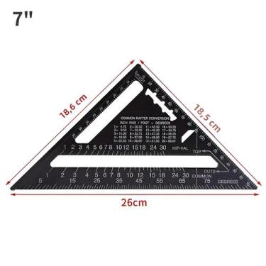 Imagem de Régua Triangular Transferidora De Carpinteiro Quadrada De Metal De Lig