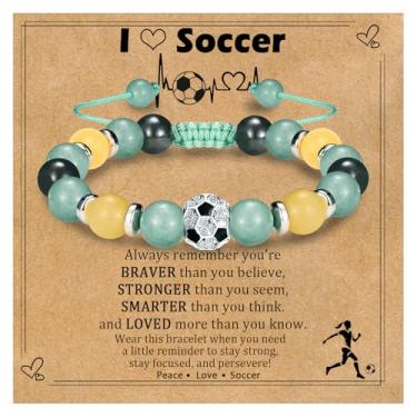 Imagem de EPIRORA Presentes de futebol para meninas, pulseiras de lembrancinhas de festa de futebol, joias modernas para meninas de 8 a 12 anos, aniversário, Natal, Dia dos Namorados, presentes de formatura