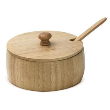 Imagem de Farinheira Com Tampa E Colher De Bambu Porta Mantimentos Açucareiro Sa