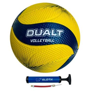 Imagem de Bola de Vôlei Quadra Praia Dualt Vp200 Pvc Soft + Bomba, Amarelo