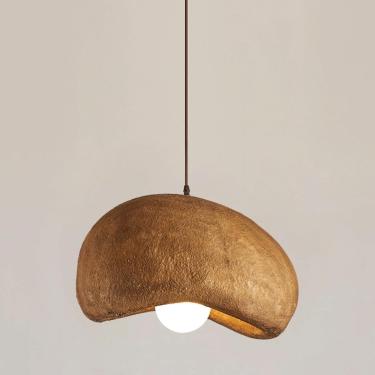 Imagem de Luz Suspensa Marrom Wabi-sabi Resina Pingente Lâmpada Moderna Teto Pendurado E26 Luminárias Suspensas Criatividade Lustre Para Mesa Sala De Estar Quarto Corredor Pingente Luz, 60CM
