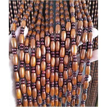 Imagem de Cortina De Porta De Contas De Madeira Maciça Para Porta De Armário Passagem Divisor De Sala Decoração De Varanda Feita à Mão, Orange, 100x210cm