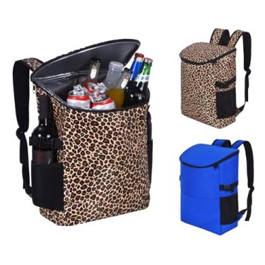Imagem de Mochila térmica à prova de vazamento – Bolsa térmica leve e dobrável para homens e mulheres, estilo mochila Yeti, perfeita para acampamento, caminhada, piquenique, praia, viagem. (estampa de leopardo)