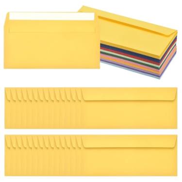 Imagem de PATIKIL Pacote com 100 envelopes comerciais de cor mista nº 10, envelopes coloridos autoselados tamanho carta para convites de escritório de correspondência, 10 x 23 cm