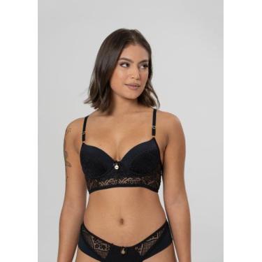 Imagem de Sutiã Com Bojo de Microfibra Com Renda - New Love, P, Preto