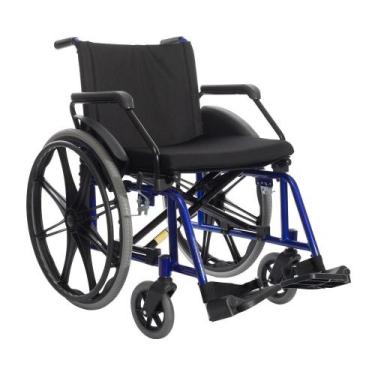 Imagem de Cadeira De Rodas Aço Poty Obeso 150Kg 50Cm Azul Jaguaribe