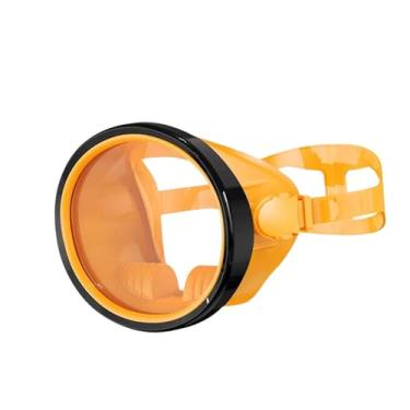 Imagem de menolana Máscara de mergulho com snorkel, óculos de mergulho sem embaçamento, oval de silicone e vidro, equipamento de confortável, óculos subaquáticos, ângulo, Laranja Preto