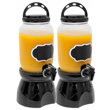 Imagem de Kit Suqueiras Com Suportes 3,6L Para Suco Galão Com Tampa Torneira para Água Saborizada Suco Líquidos Eventos (2, PRETO)