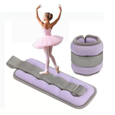 Imagem de Pesos de tornozelo e pulso, pesos de perna ajustáveis para crianças 2 x 0,25 KG/0,5 kg, firmes e não esfregam os pés, para crianças, corrida, exercícios aeróbicos, ginástica (roxo, solteiro 0,25 kg)