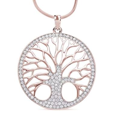 Imagem de Colares de árvore da vida para mulheres modernos - pingente de pingente de árvore de cristal joias de praia fofas modernas - presentes de aniversário de aniversário rosa/prata/dourado tamanho banhado