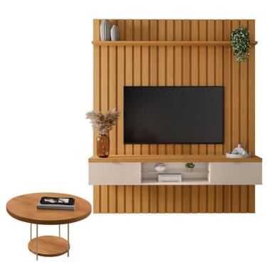 Imagem de Painel Ripado You Illusion 1.8 com Mesa de Centro Sky Cinamomo Off White - HB Móveis