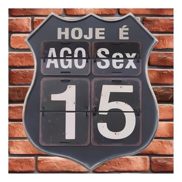 Imagem de Calendário Decorativo Parede Vintage Retrô Flip 40cm Preto