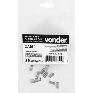 Imagem de Prensa Cabo Para Cabos De Aço De 1/16`` Com 10 Peças Vonder