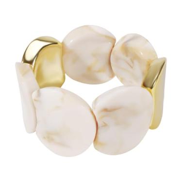 Imagem de Firstmeet Pulseira elástica de acrílico com coração grosso - Joias arquitetônicas minimalistas confortáveis para mulheres, Large, Acrílico, Sem Pedra Preciosa