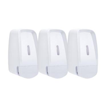 Imagem de Kit 3 Dispenser Saboneteira Sabonete Líquido Compacta 600ml Eficiência Higiene Economia Álcool Gel Lavabo Lavatório Hospitalar Escola Restaurante (3, Branco)