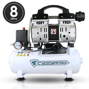 Imagem de Compressor De Ar Odontológico 8l 120 Psi Silencioso Sem Óleo