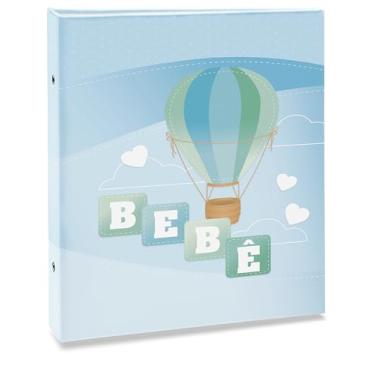 Imagem de Álbum de fotos Ical, encadernação tradicional, para 40 fotos 15x21cm - envelope plástico transparente - linha Bebê - modelo azul - balão - 73