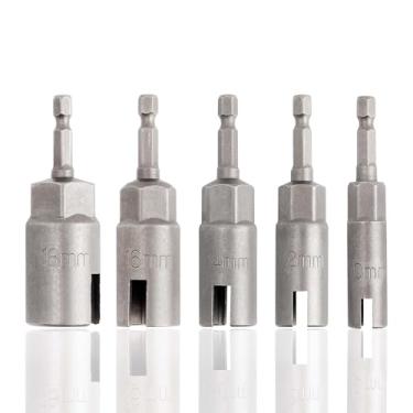 Imagem de Yakamoz Conjunto de 5 peças de chave de porca de asa elétrica para furadeira de impacto - 1/10.2 cm Hex Shank Wing Nut Socket Ferramentas CR-V Steel Hook Drill Bit Chave de fenda para porcas de painel
