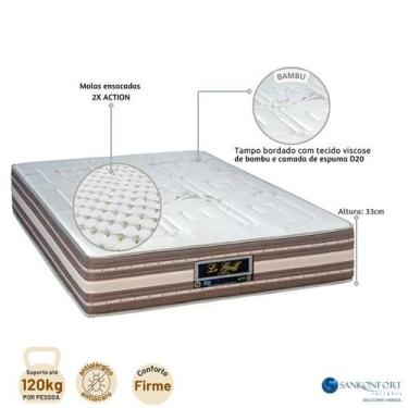 Imagem de Colchão King Le Griff Sankonfort 193x203cm  Conforto com Molas Ensacad