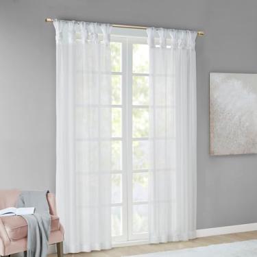 Imagem de Madison Park Par de painéis de cortina de janela transparente tipo voile para quarto, sala de estar, 127 cm x 241 cm, branco, 2 unidades