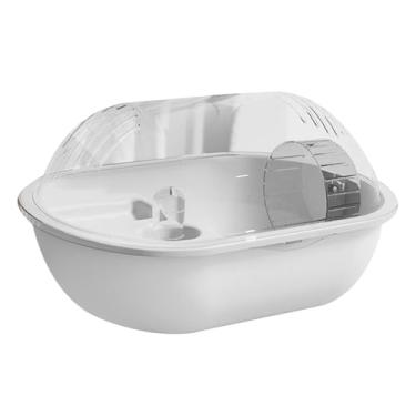 Imagem de Generic Gaiola portátil para hamster, habitat para hamster, visão 360 graus, casa para animais pequenos, roda de corrida, Cinza