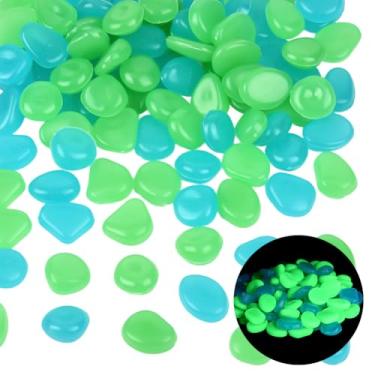 Imagem de SOFPLATE 1 caixa com 100 peças que brilham no escuro pedras de resina brilhante aquário cascalho aquário decoração azul jardim pedras para paisagismo ao ar livre calçada garagem vaso planta bonsai