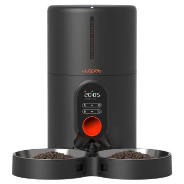 Imagem de Alimentador automático de gatos WOPET para 2 gatos com tigela de aço inoxidável