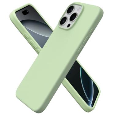 Imagem de Capa protetora ORNARTO À prova de impacto com 3 camadas de borracha de gel macio, de silicone líquido, fina, com forro de microfibra antiarranhão para iPhone 16 Pro Max de 6,9”, verde (matcha)