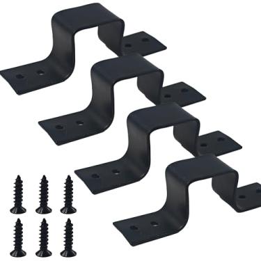 Imagem de bociloy Braçadeira quadrada de 4 peças, braçadeiras de tubo resistentes em forma de U para tubo quadrado de 3 cm x 3 cm, suporte preto de verniz de cozimento para deck, cerca, instalação de tubos
