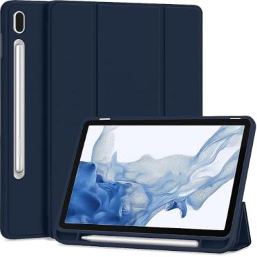 Imagem de Capa Case PREMIUM Anti Impacto com suporte para S Pen compatível com Samsung Galaxy Tab S9 / S9 FE / S10 FE (Azul Marinho)