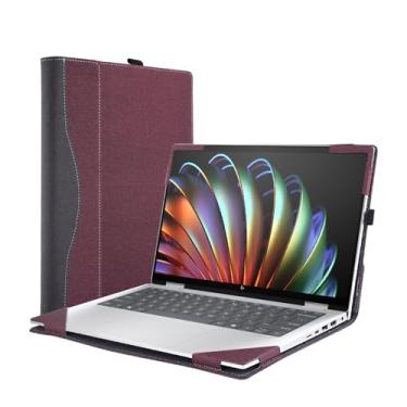 Imagem de Capa 2024 para laptop Hp Envy x360 14-FA 14-fc 35.6 cm 2 em 1 para notebook Spectre x360 14-EU [Do Check Model] Bolsa de computador protetora PU acessórios de dissipação de calor (vinho tinto)