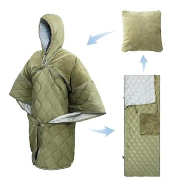 Imagem de Night Cat Saco de dormir para acampamento – Poncho 4 em 1 para adultos, colcha ultraleve, vestível, 3 estações, adequado para 1 pessoa