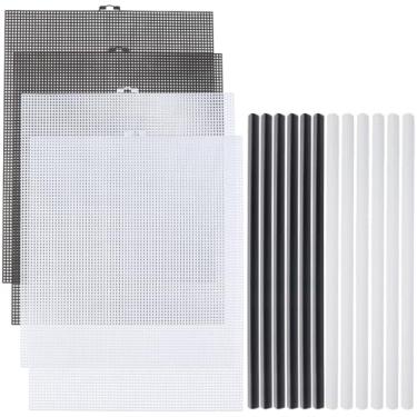 Imagem de CRASPIRE 4 peças de folhas de lona de plástico, 7 unidades, branco, preto, com 12 peças, organizador de pastas de arquivo, 25,9 x 34,3 cm, malha de olho para projetos de bordado de crochê, fio