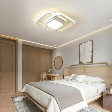 Imagem de Luminaria de Teto LED Plafon Quadrado Duplo 26W Bivolt Luz Branca 6500K ou Amarela 3000K Design Moderno para Sala Quarto Cozinha Escritorio Instalacao Facil (Luz Amarela 3000K)