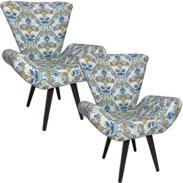 Imagem de Kit Duas Poltronas Decorativa Elegance Estampado Arabesco - Sua Casa D