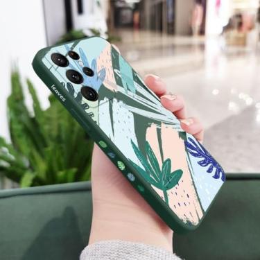 Imagem de Capa de celular com estampa de folhas para Samsung Galaxy S25 S24 S23 S22 S21 S20 Ultra Plus FE Note 20 Ultra 10 9 Plus, verde escuro 1, para S25 Ultra