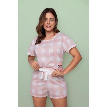 Imagem de Pijama Feminino Curto Xadrez Rosê Pink Dream, G1