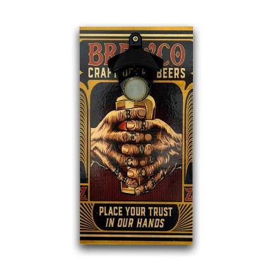 Imagem de Abridor Garrafas Parede Bebida Brewco Mdf Com Imã 25x13 Cm