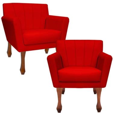 Imagem de Kit Poltronas Decorativa Clinicas Iza Retro Dritex suede Vermelho