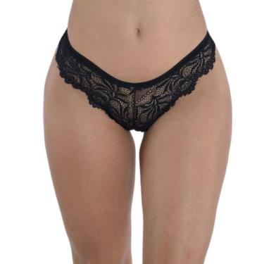 Imagem de Kit Com 3 Calcinhas Fio Dental em Renda com Transparência e Cós em Vié