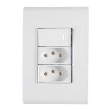 Imagem de Conjunto Interruptor Simples + 2 Tomadas 20a - Linha Liz - Tramontina