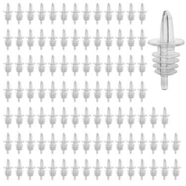 Imagem de Despejadores de garrafa de licor de plástico - Pacote com 100 despejadores de garrafas clássicos para álcool, à prova de vazamento, seguros para máquina de lavar louça, bicos para garrafas de bebidas