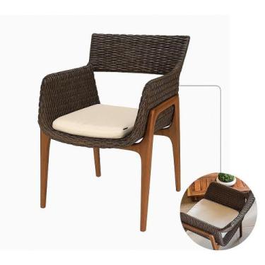 Imagem de Poltrona Mesa de Jantar Vila Real de Madeira Cadeira Cozinha Fibra Sin