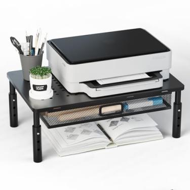 Imagem de WSOWX Suporte de impressora de mesa com gaveta, organizador de mesa para escritório doméstico, impressora, aparelho de fax, scanner, latop, 37 x 23,5 cm, preto