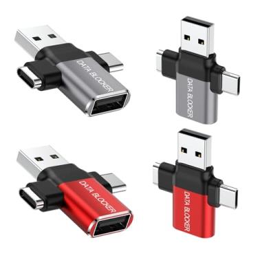 Imagem de BUISAMG Bloqueador de dados, bloqueador de dados USB universal 4 em 1, proteção contra download ilegal, à prova de hackers 100% garantida, para iPhone 15 16 e qualquer carregamento de dispositivo USB